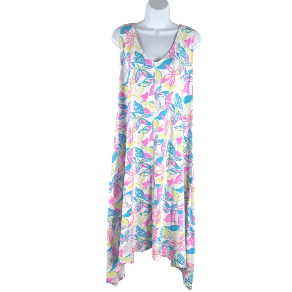 fresh produce Multicolor Tropical Leaf Print Sleeveless Maxi Dress